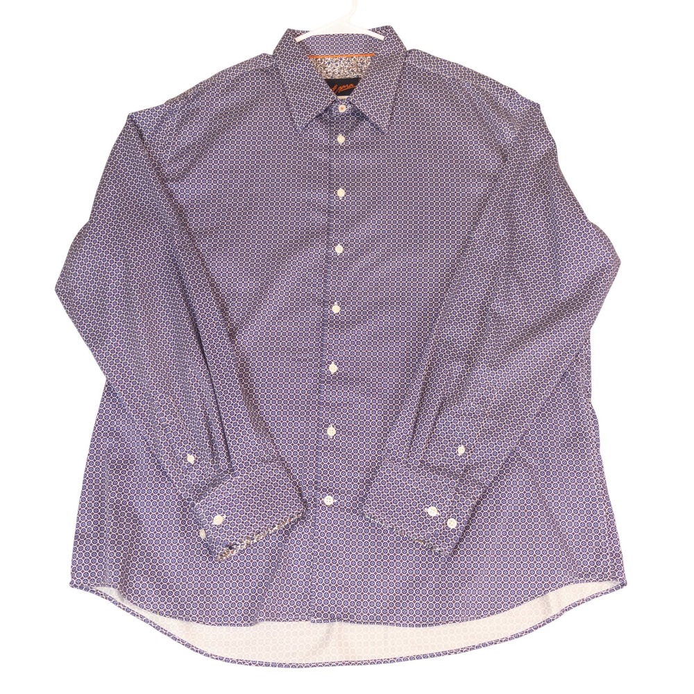 Egara Slim Fit Stretch Non Iron Shirt Mens 2XLT Purple Geometric Long Sleeve